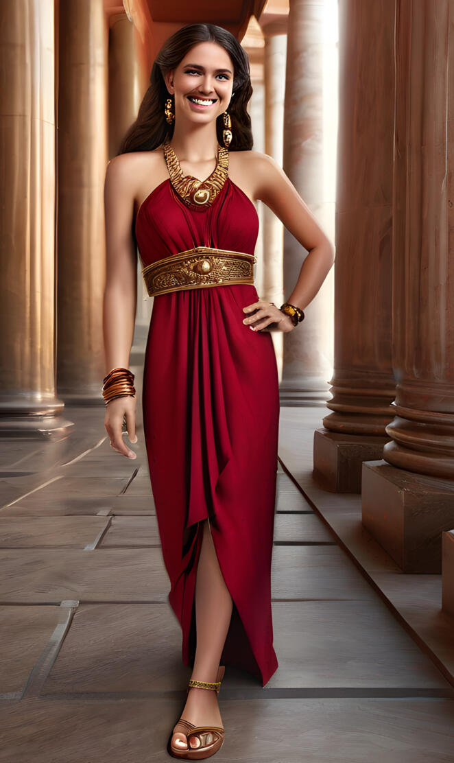 Roman Empire-a woman in a red dress