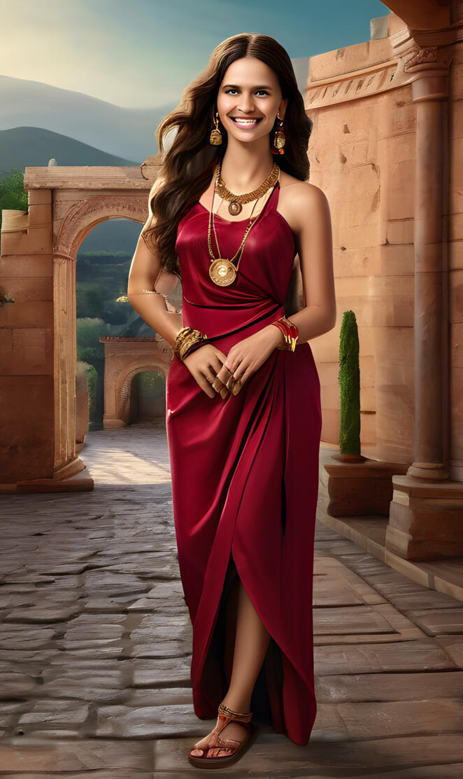 Roman Empire-a woman in a red dress