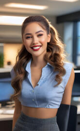 Office ladies-a woman smiling for the camera