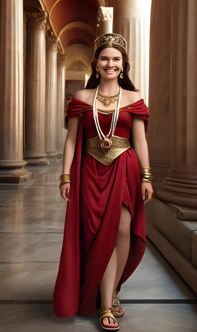 Roman Empirea woman in a red dress