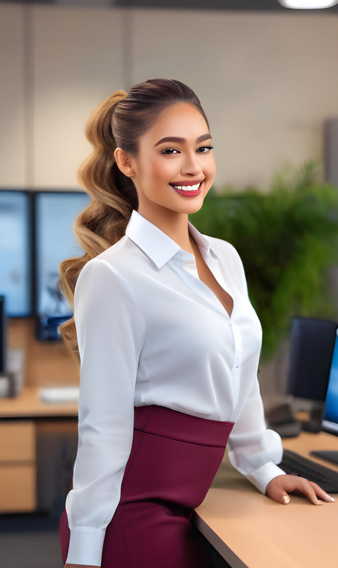 Office ladies-a woman in a white shirt