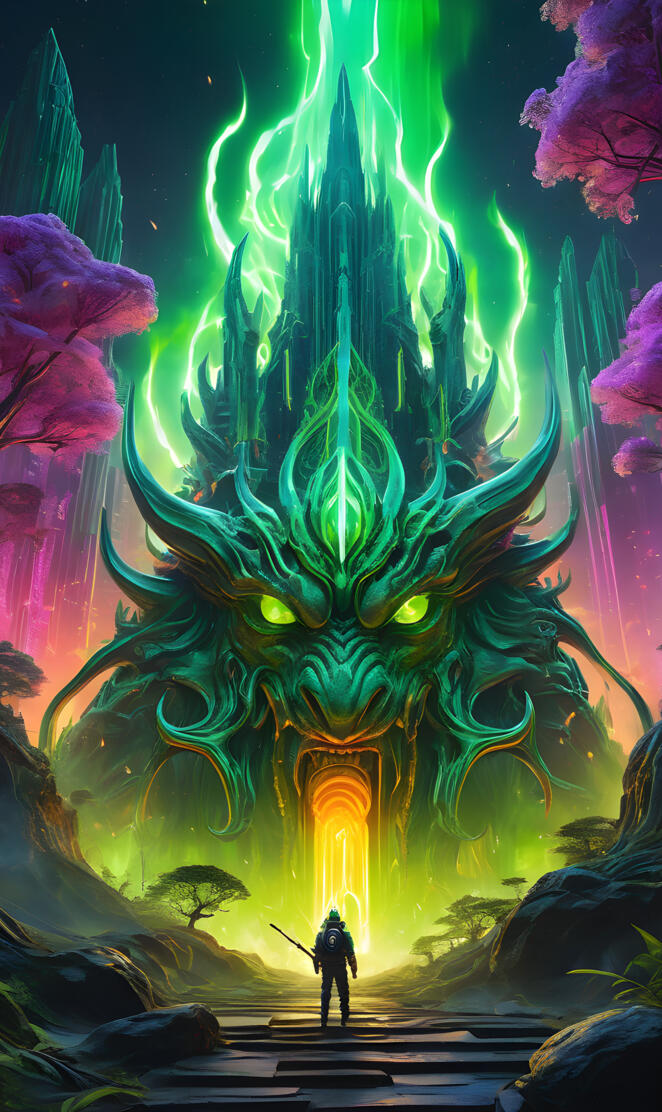 giant figure with lava coming out of it mouth