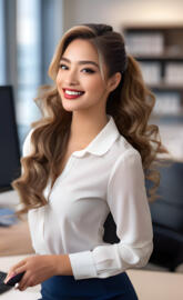 Office ladies-a woman smiling at the camera