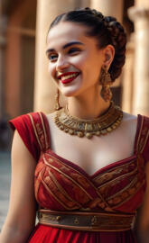 Roman Empire-a woman wearing a red dress