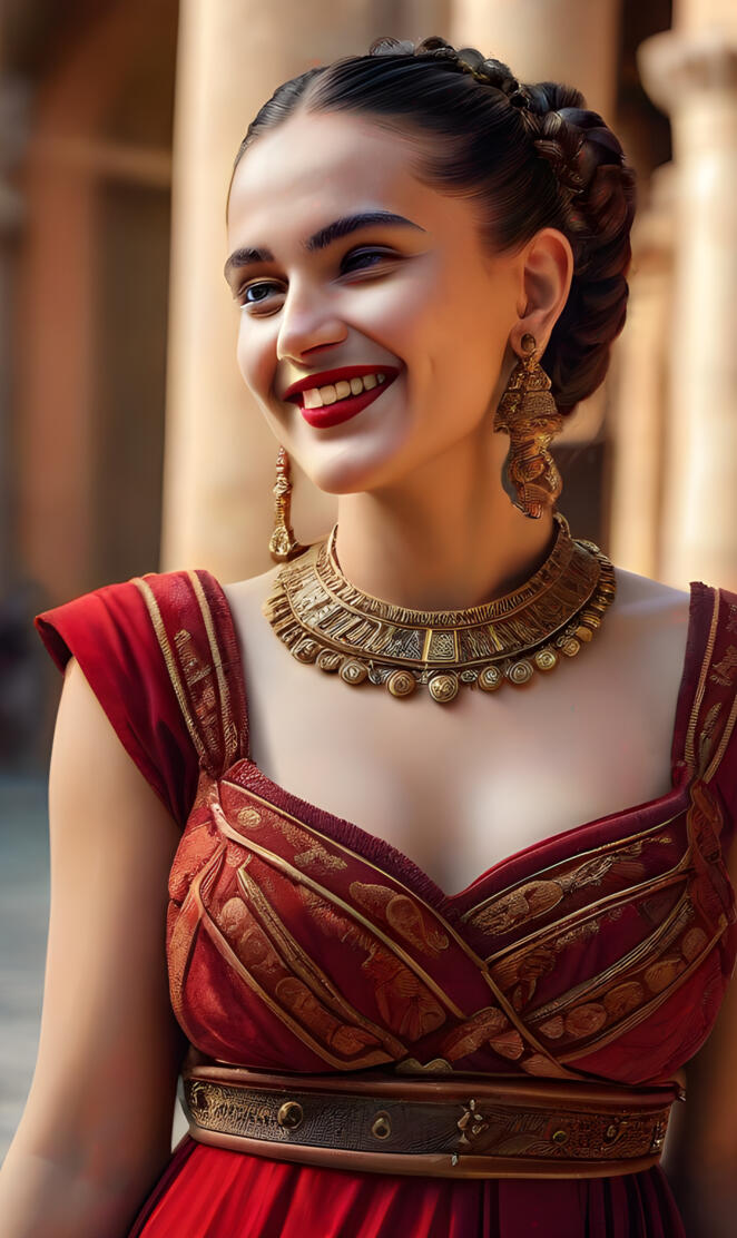 Roman Empire-a woman wearing a red dress