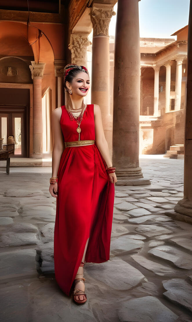 Roman Empire-a white in a red dress