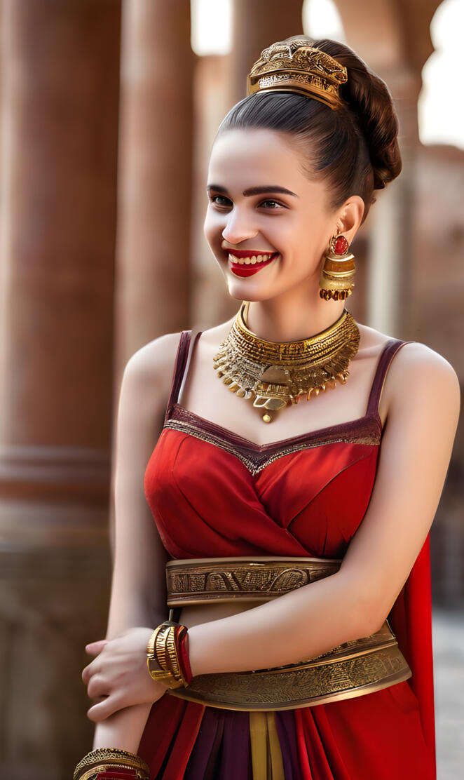 Roman Empire-a woman in a red dress