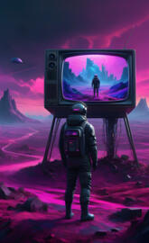 Looking at the TV in space