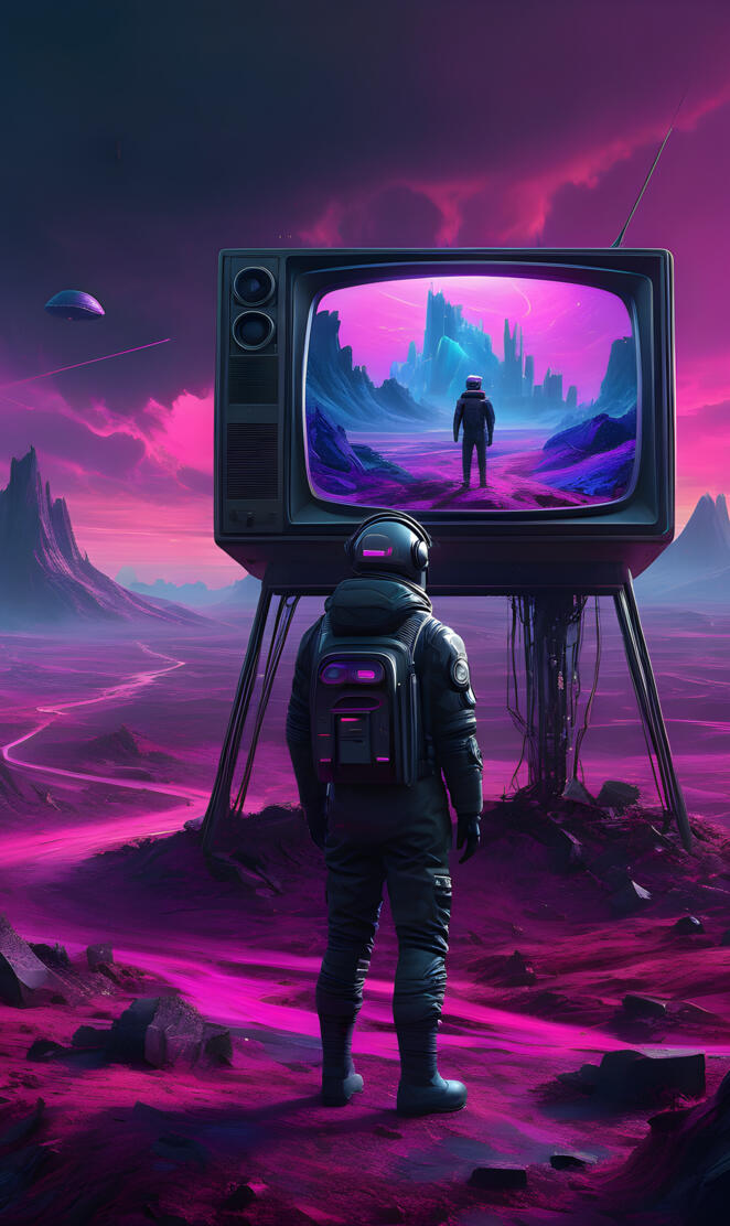 Looking at the TV in space