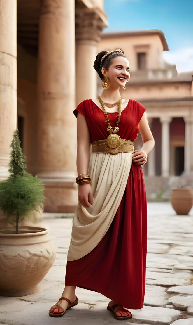 Roman Empire-a woman in a red dress