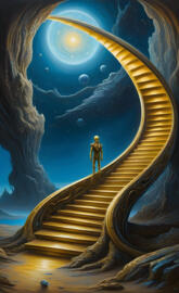 a statue on a staircase