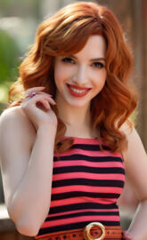 a woman with red hair