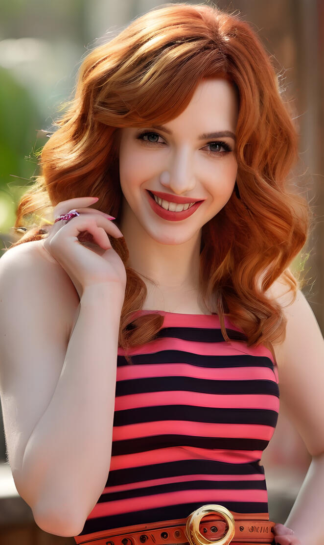 a woman with red hair