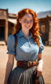 Wild West-a woman with red hair