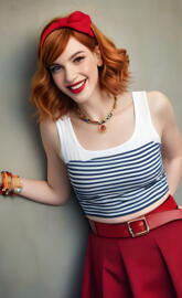 a woman with red hair