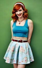 a woman in a blue top