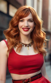 a woman with red hair