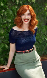 a woman with red hair