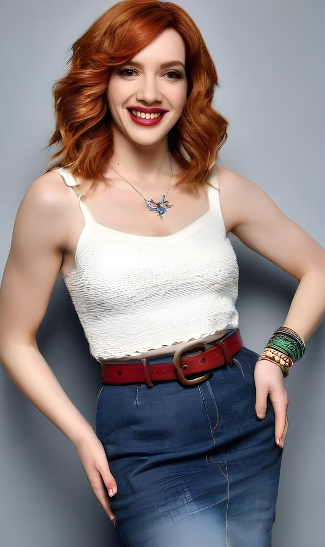 a woman with red hair