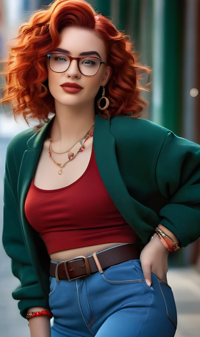 a woman with red hair