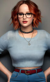 a woman wearing glasses