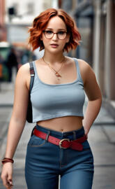 a woman wearing glasses