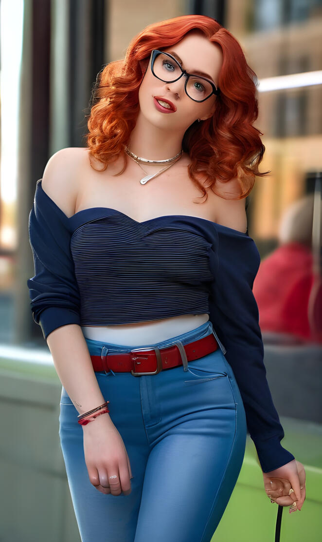 a woman with red hair