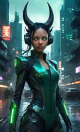 Cyberpunk Enchantress: A Demon’s Sparkle