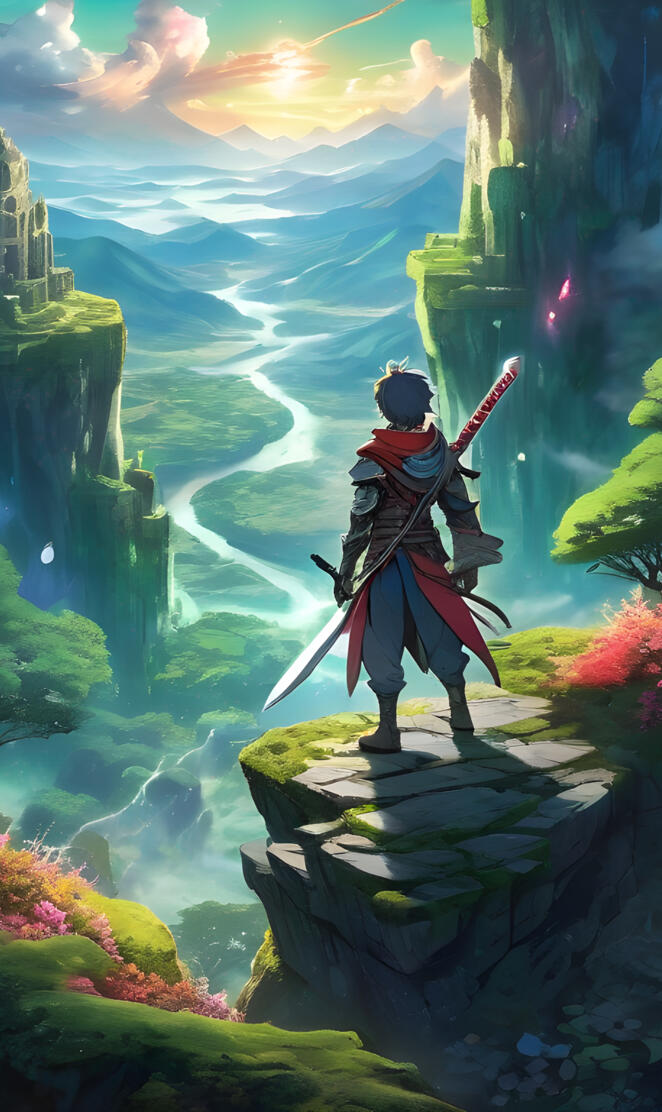 a person in a garment standing on a rock with a body of water below