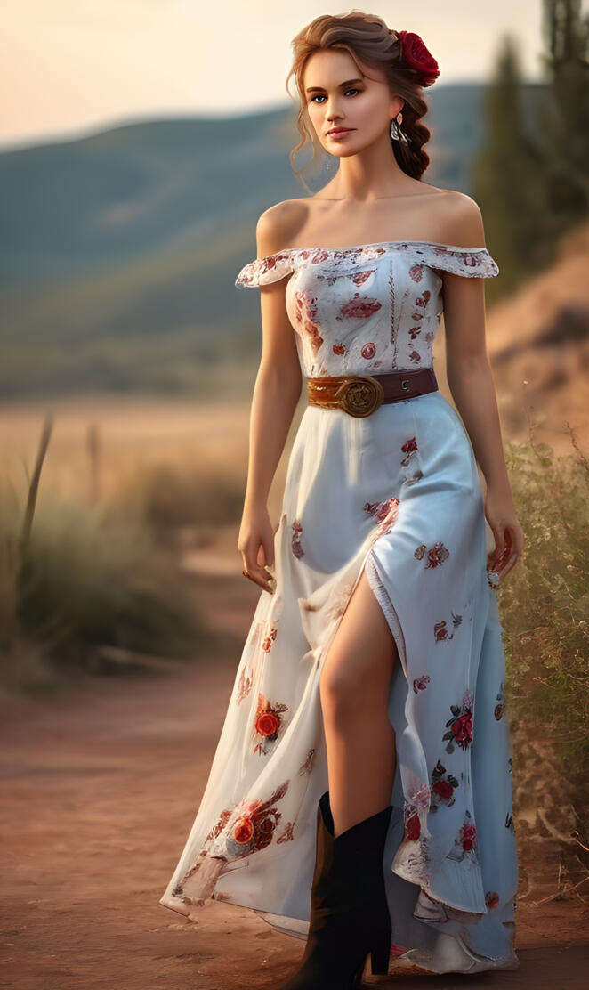 Wild West-a woman in a dress