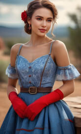 Wild West-a woman in a blue dress