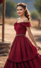 Wild West-a woman in a red dress