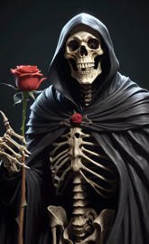 Grim Reaper holding a rose