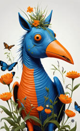 a blue and orange unicorn