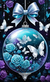 blue roses and butterfly