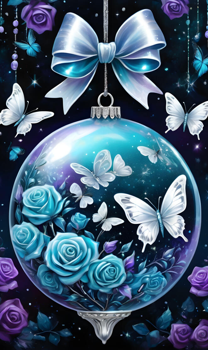 blue roses and butterfly