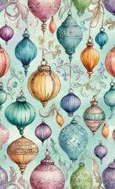 a wall full of ornaments