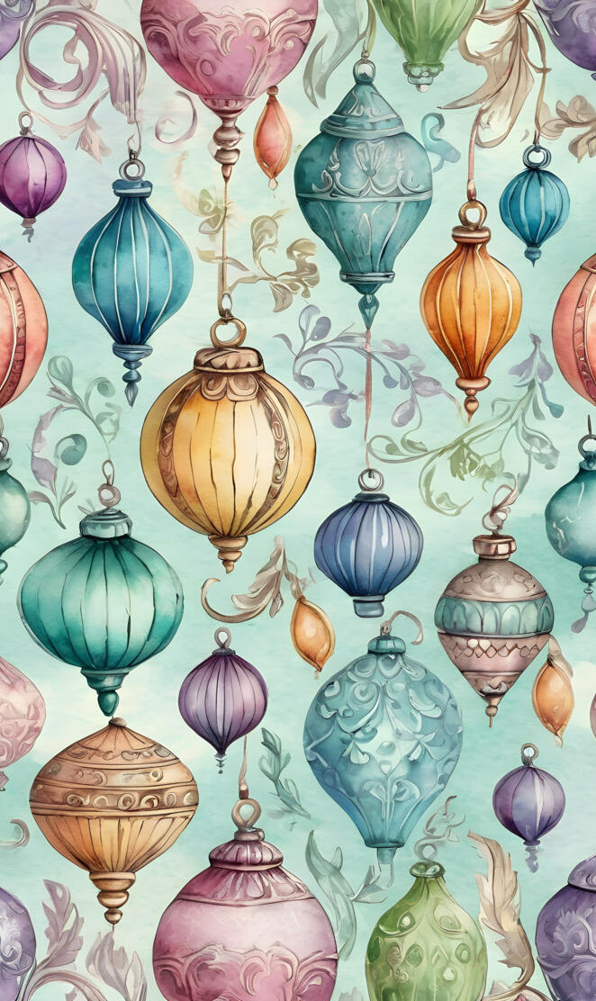 a wall full of ornaments