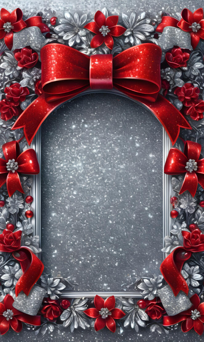 a red bow on a black surface