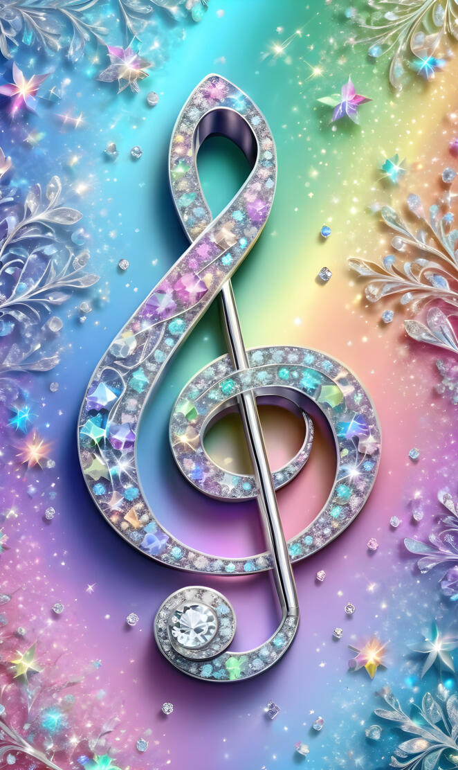 rainbow diamond treble clef