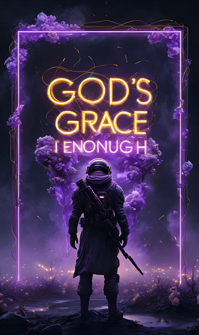 a person in a garment holding a gun in front of a purple background