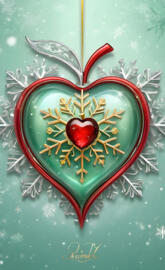 a gold and red christmas ball