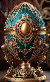 Teal Steampunk Faberge Egg