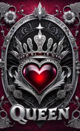 a mask with a red heart