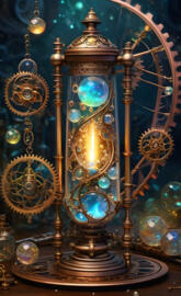 a gold and blue antique clock