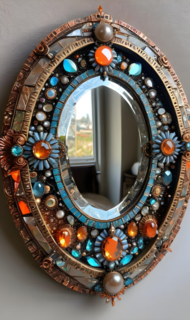 a mirror with a circular object on it