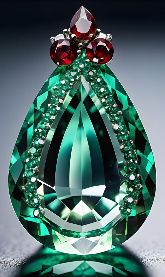 emeralds and garnets teardrop
