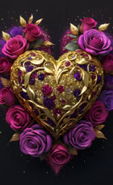 Golden Heart with Roses