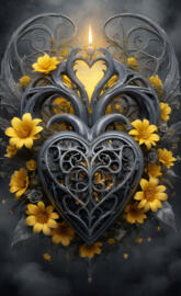 a gold and black mask