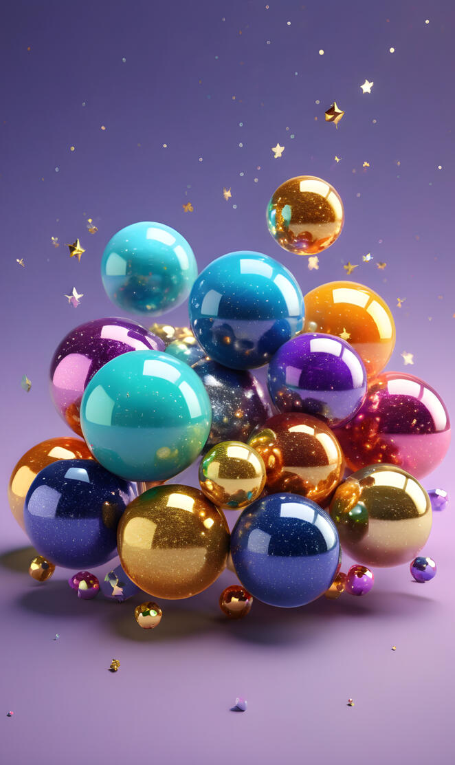 a group of colorful balls